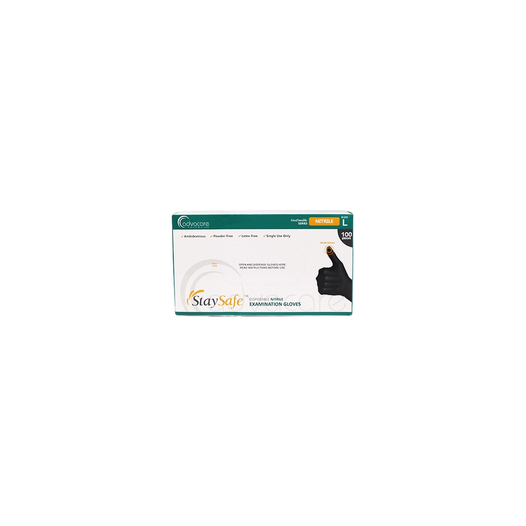Stay Safe Black Nitrile Gloves